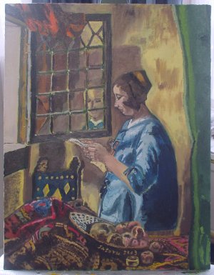 Woman in Blue reading a Letterimaepij